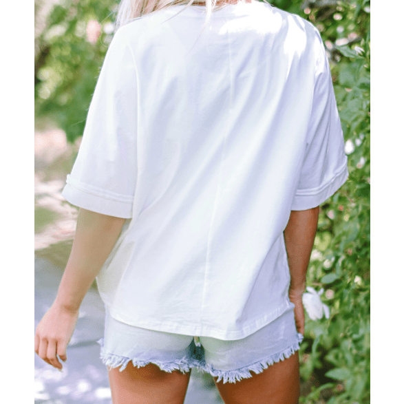 REDUCED!!! Mama White MAMA Chenille Patched Crew Neck T Shirt REDUCED!!!