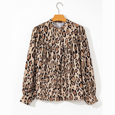 REDUCED!!! Monika French Beige Oversized Leopard Print Balloon Sleeve Casual Shirt REDUCED!!!