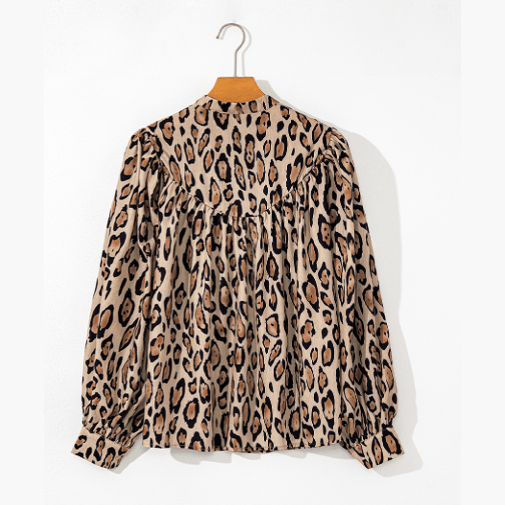 REDUCED!!! Monika French Beige Oversized Leopard Print Balloon Sleeve Casual Shirt REDUCED!!!