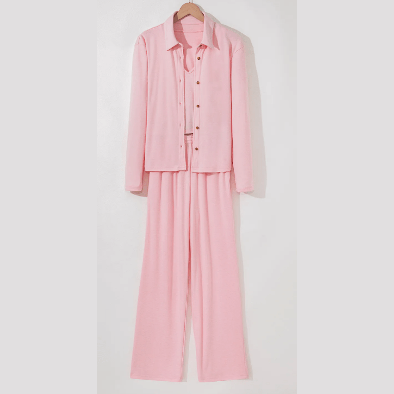 RTS Mirna Pink 3-Piece Cozy Knit Lounge Set