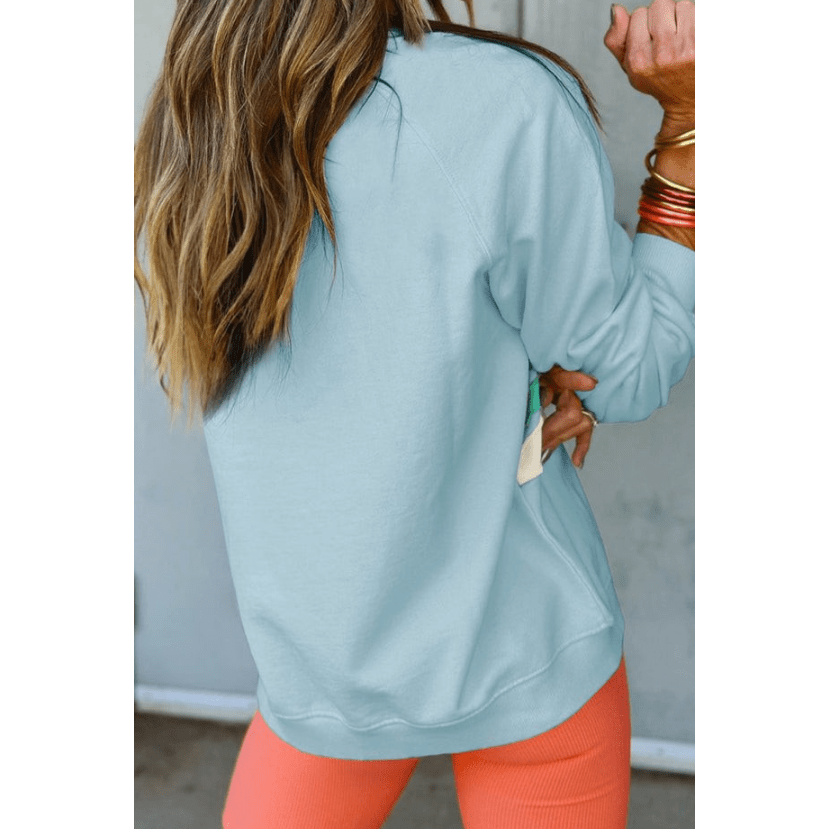 Mari Beau Blue Rainbow Colorblock Striped Pullover Sweatshirt