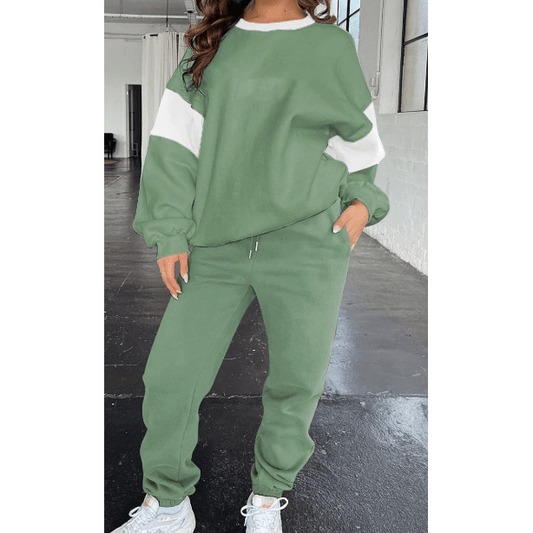 Magnolia Green Drop Shoulder Loose Sweatshirt and Joggers Active Set