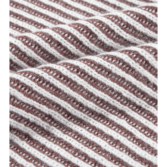 Cari Coffee Striped Print Ribbed Knit Boat Neck Baggy Sweater