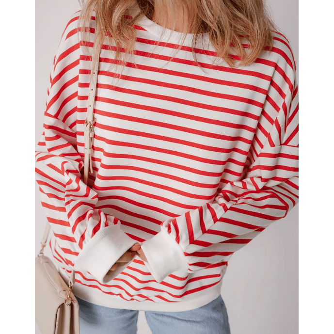 Layla Orange Drop Shoulder Crew Neck Loose Sweatshirt