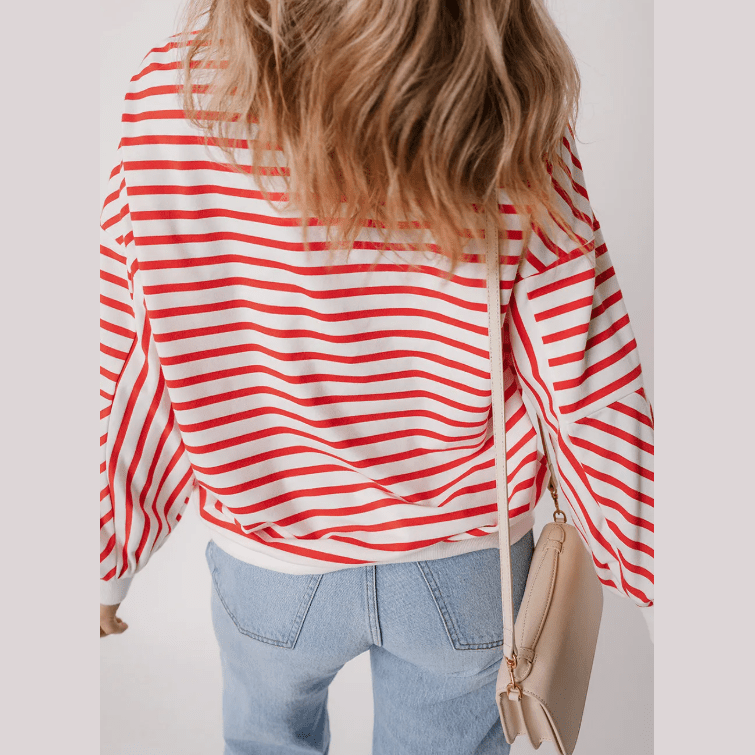 Layla Orange Drop Shoulder Crew Neck Loose Sweatshirt
