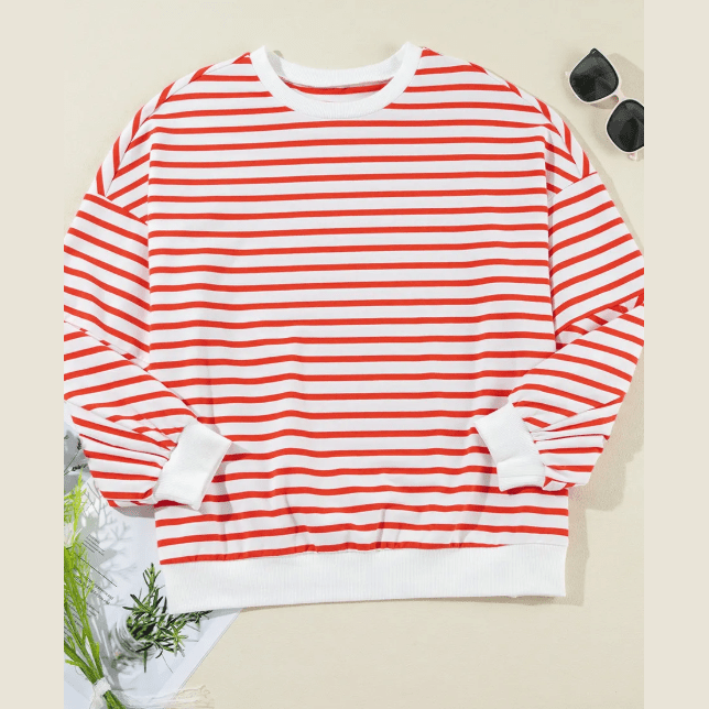 Layla Orange Drop Shoulder Crew Neck Loose Sweatshirt