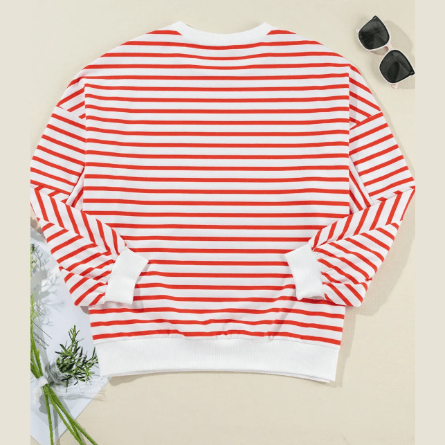 Layla Orange Drop Shoulder Crew Neck Loose Sweatshirt