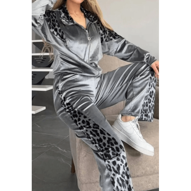 Gertie Leopard Print Two Piece Zipped Lounge Set - 3 Colors