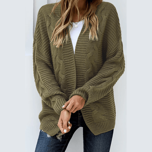 Narah Olive Chunky Wide Knit Cardigan