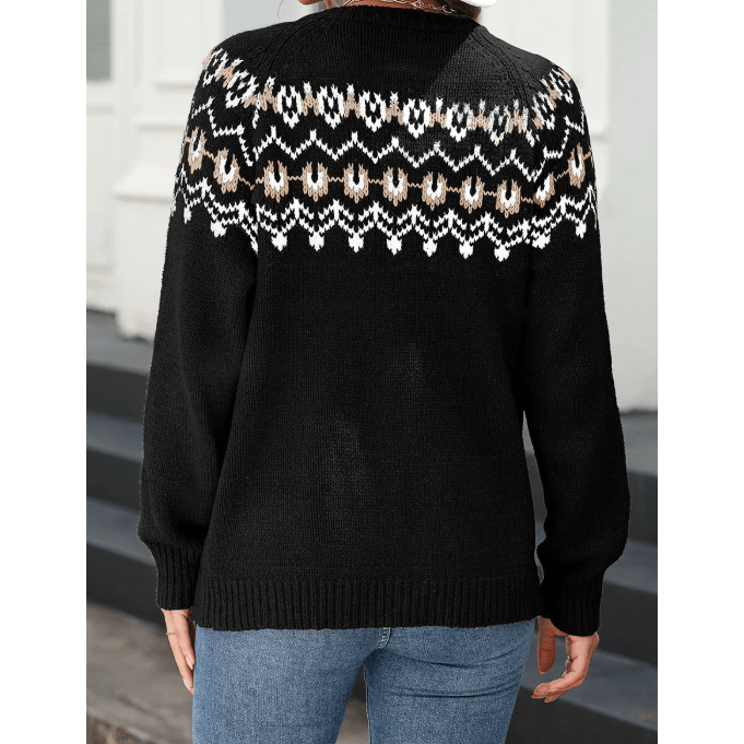 Tamia Black Western Fashion Abstract Printed Cardigan Sweater