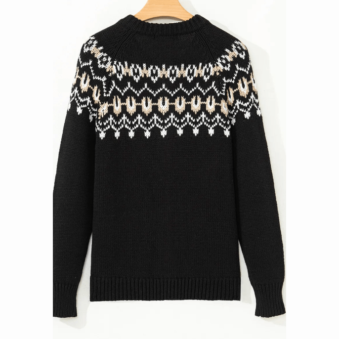 Tamia Black Western Fashion Abstract Printed Cardigan Sweater