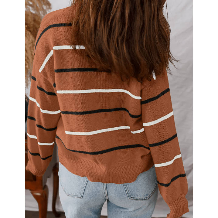 Willa Brown Ribbed Edge Drop Shoulder Sweater