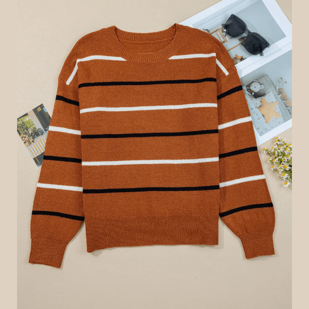 Willa Brown Ribbed Edge Drop Shoulder Sweater