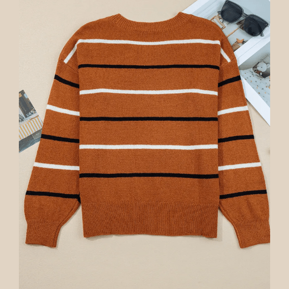 Willa Brown Ribbed Edge Drop Shoulder Sweater