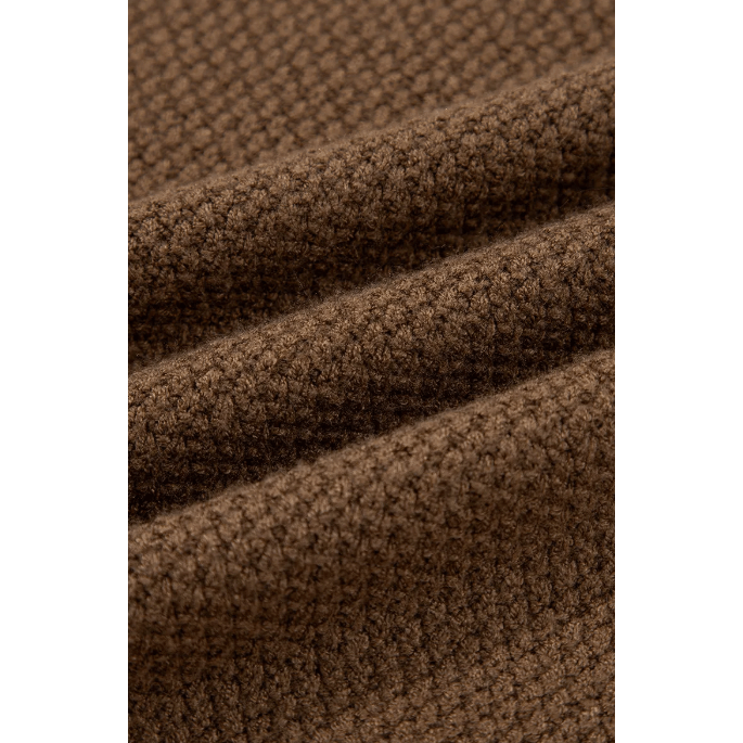 Frida Brown Color Block Knit Striped Sleeve Detail Casual Sweater