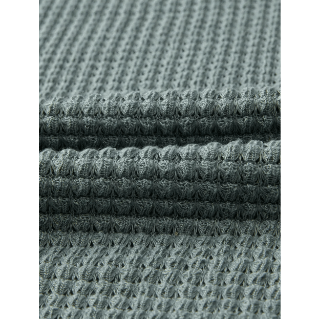 Jenee Green Waffle Knit Drop Shoulder Long Sleeve Top