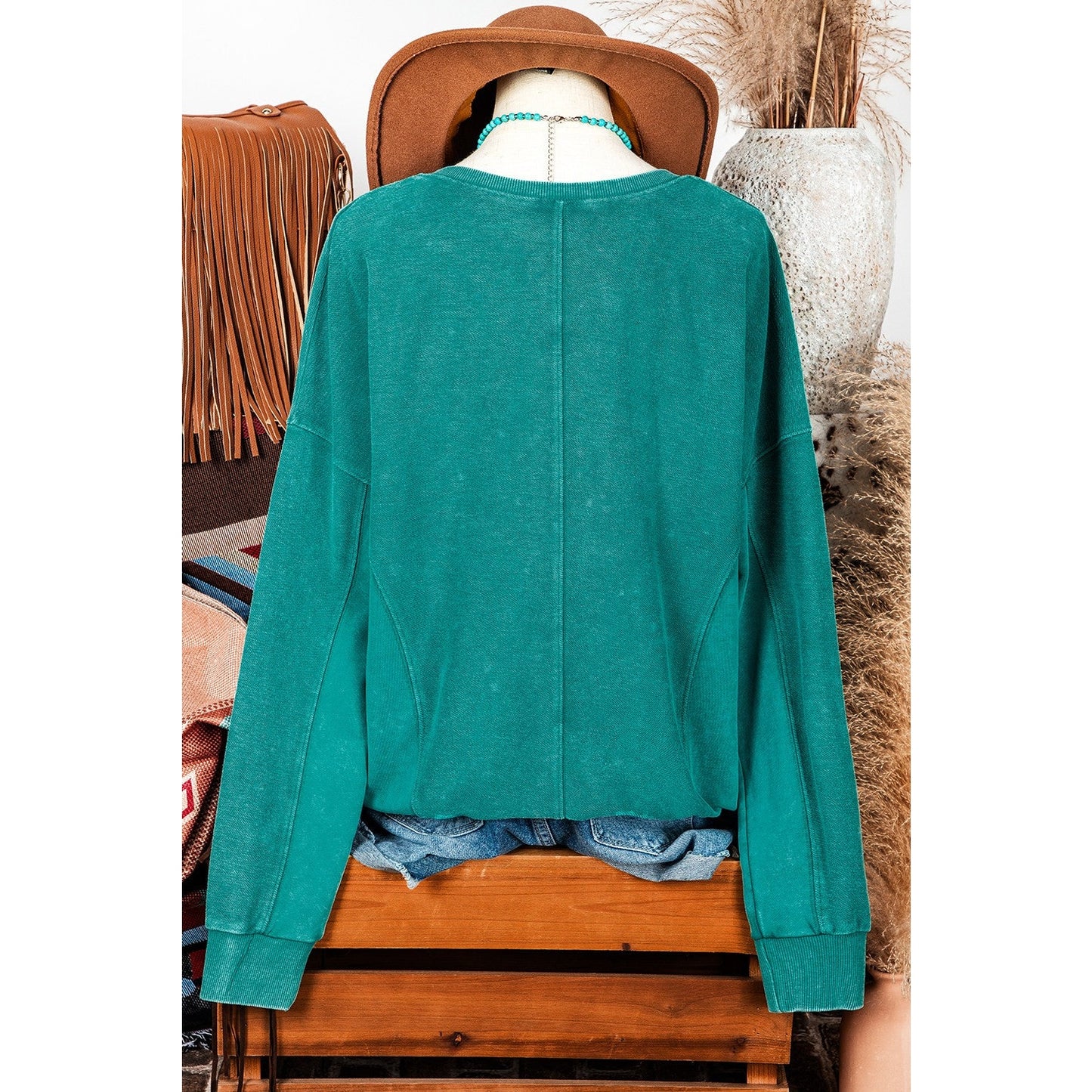 REDUCED!!! Alec Green Notched Neck Drop Shoulder Sweatshirt REDUCED!!!