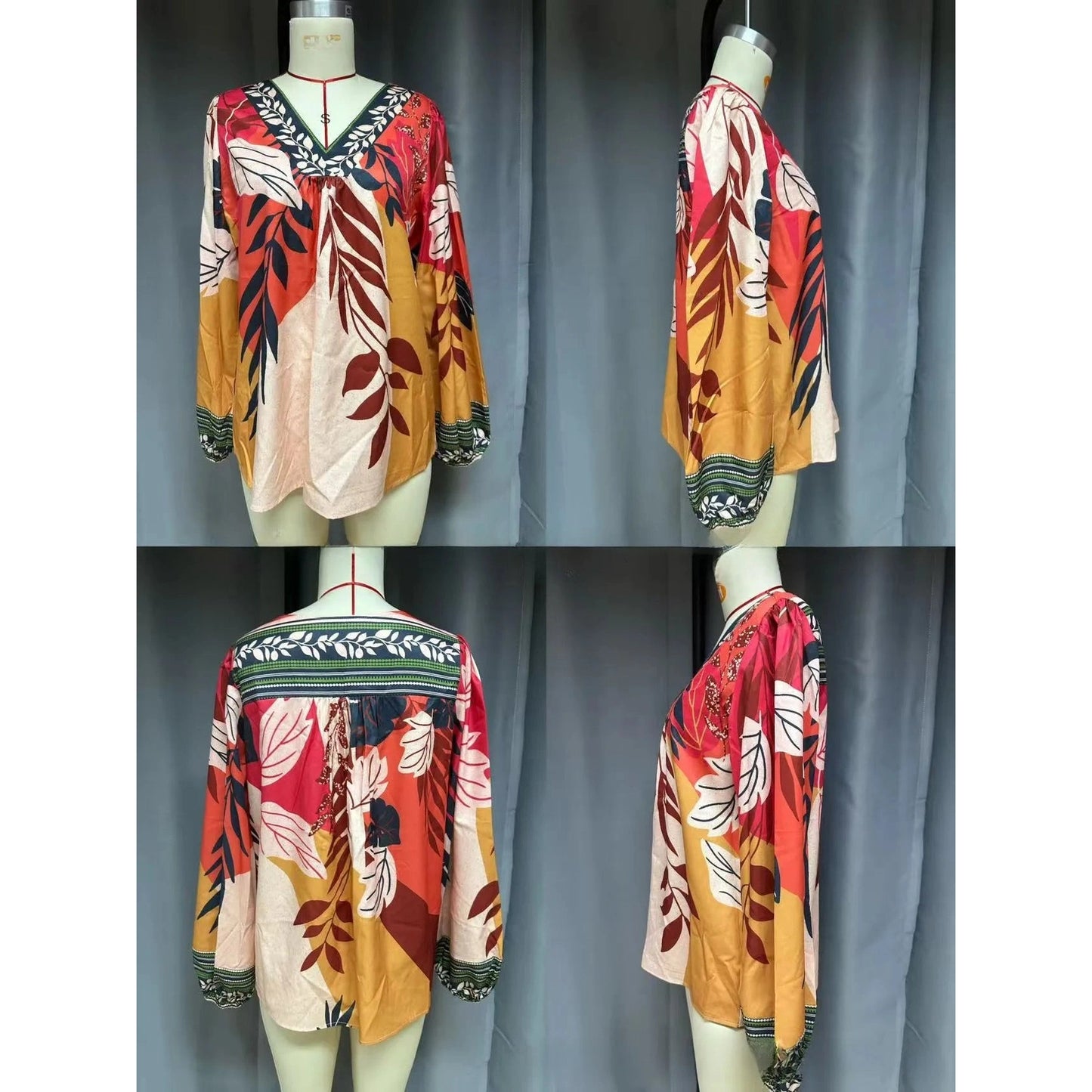 Ashi Floral Boho V Neck Blouse