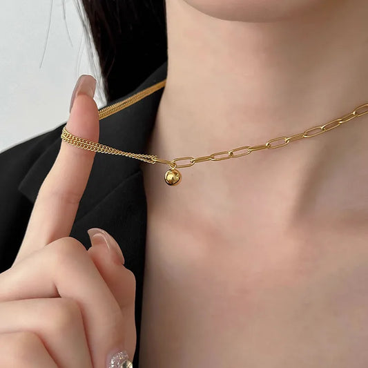 Golden Dual‑Link Ball Necklace