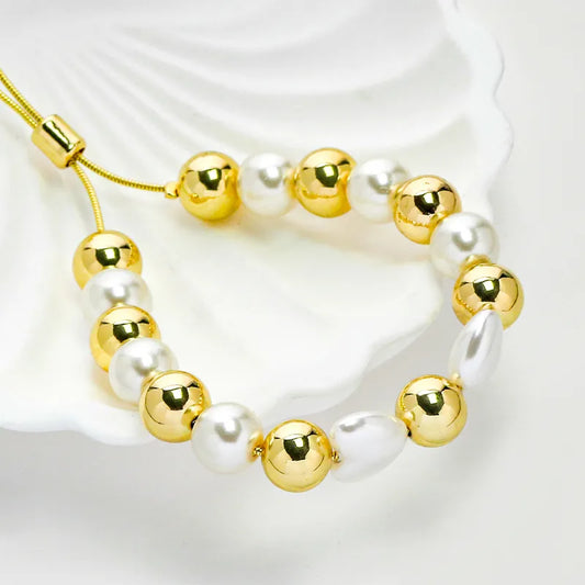 Golden Pearl Ball Bracelet