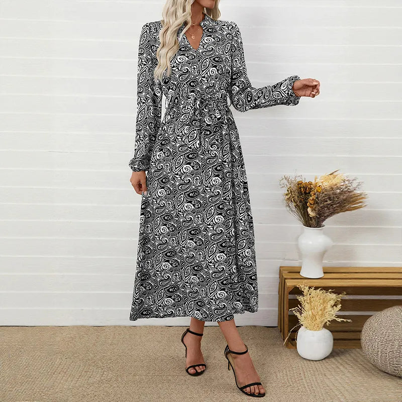 Baylee V-neck Long Sleeve Floral Print Maxi Dress