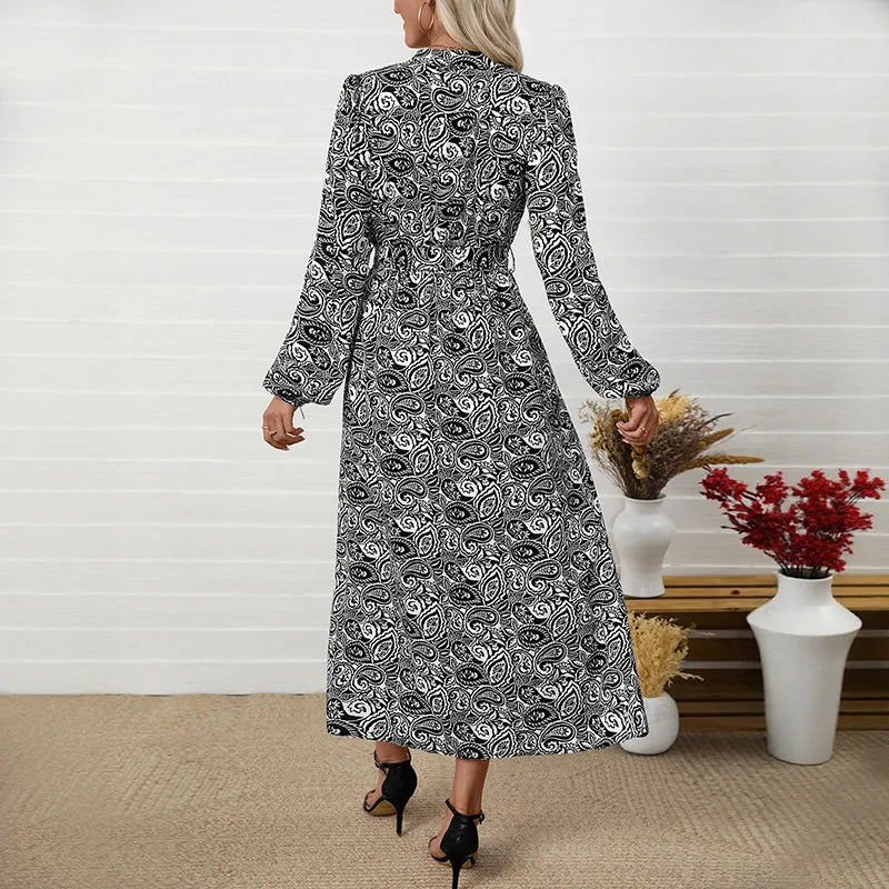 Baylee V-neck Long Sleeve Floral Print Maxi Dress