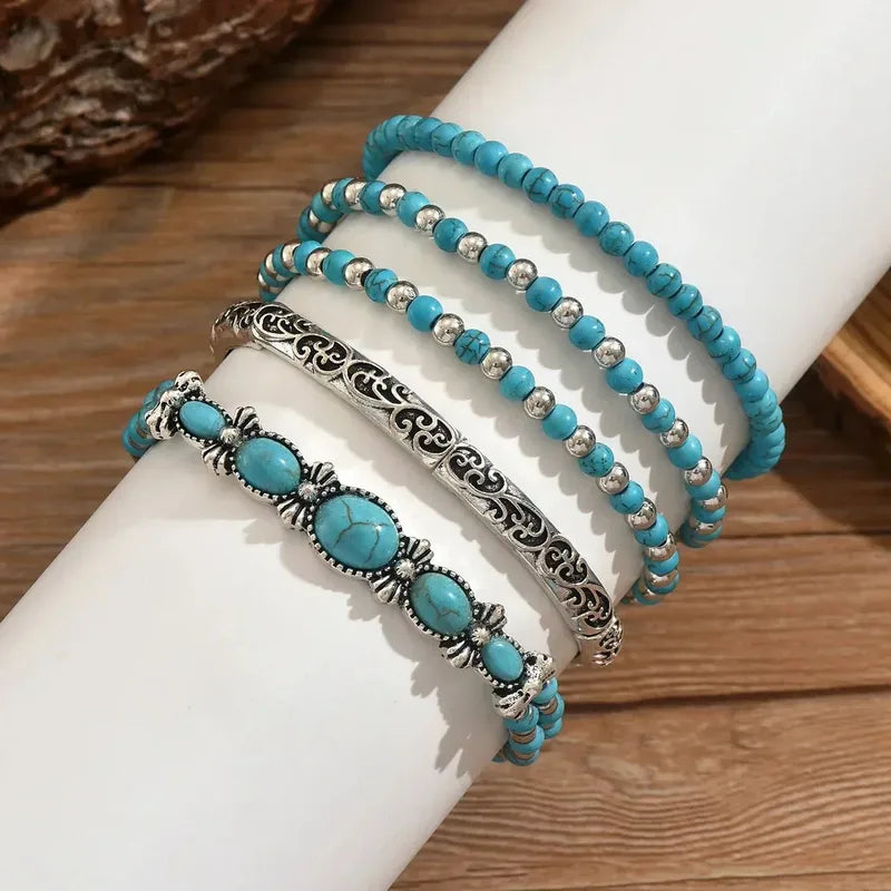 Turquoise Beaded Bracelet Set