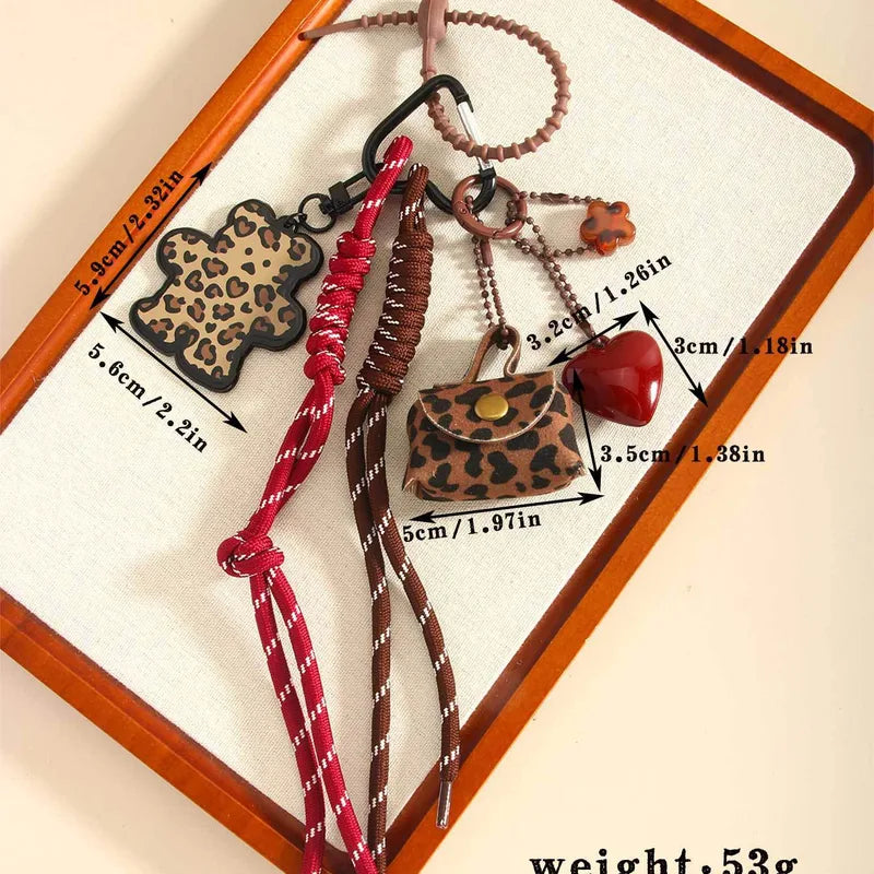 Leopard Bag Charm with Braided Cords