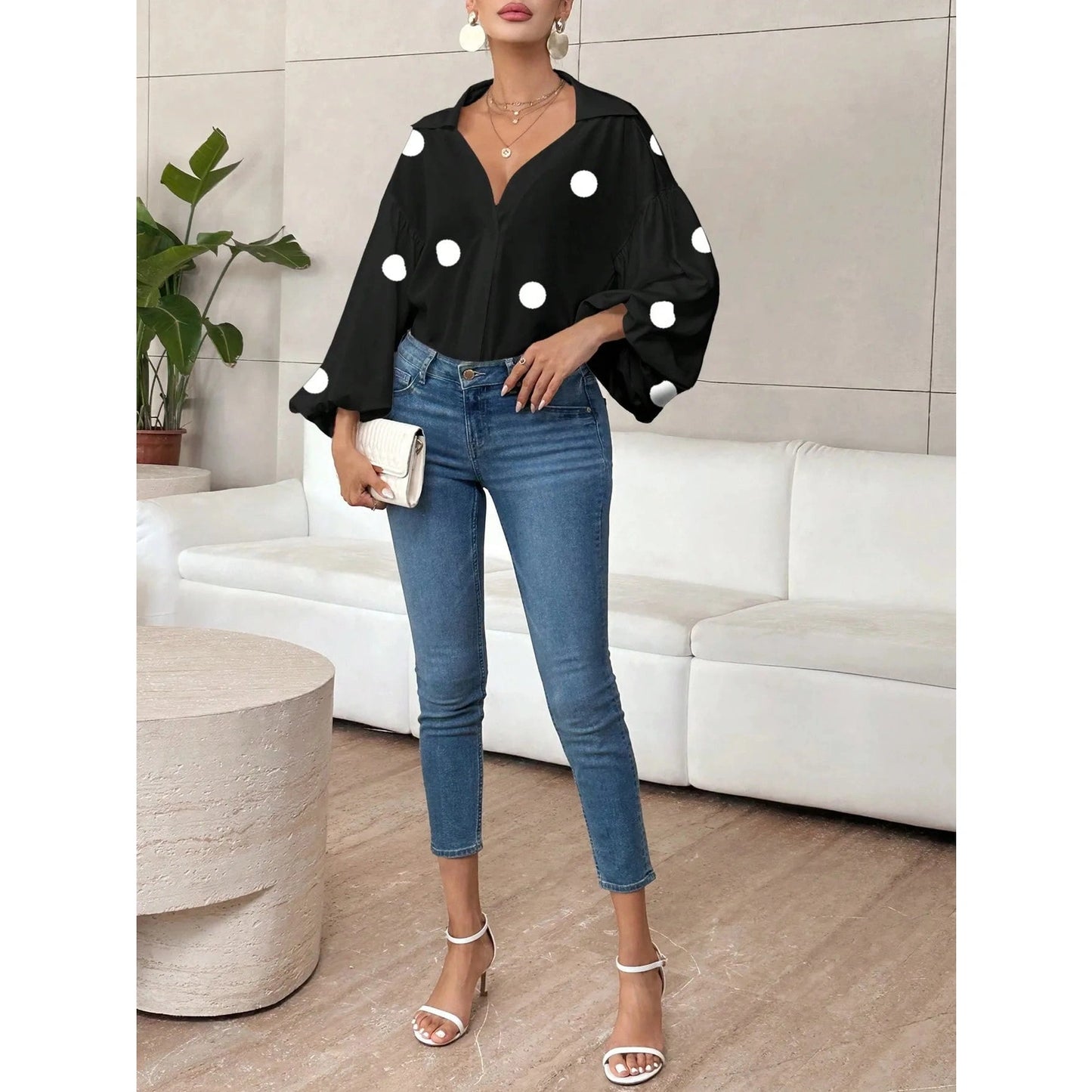 Bella Rae Black Long Sleeve Bubble Blouse