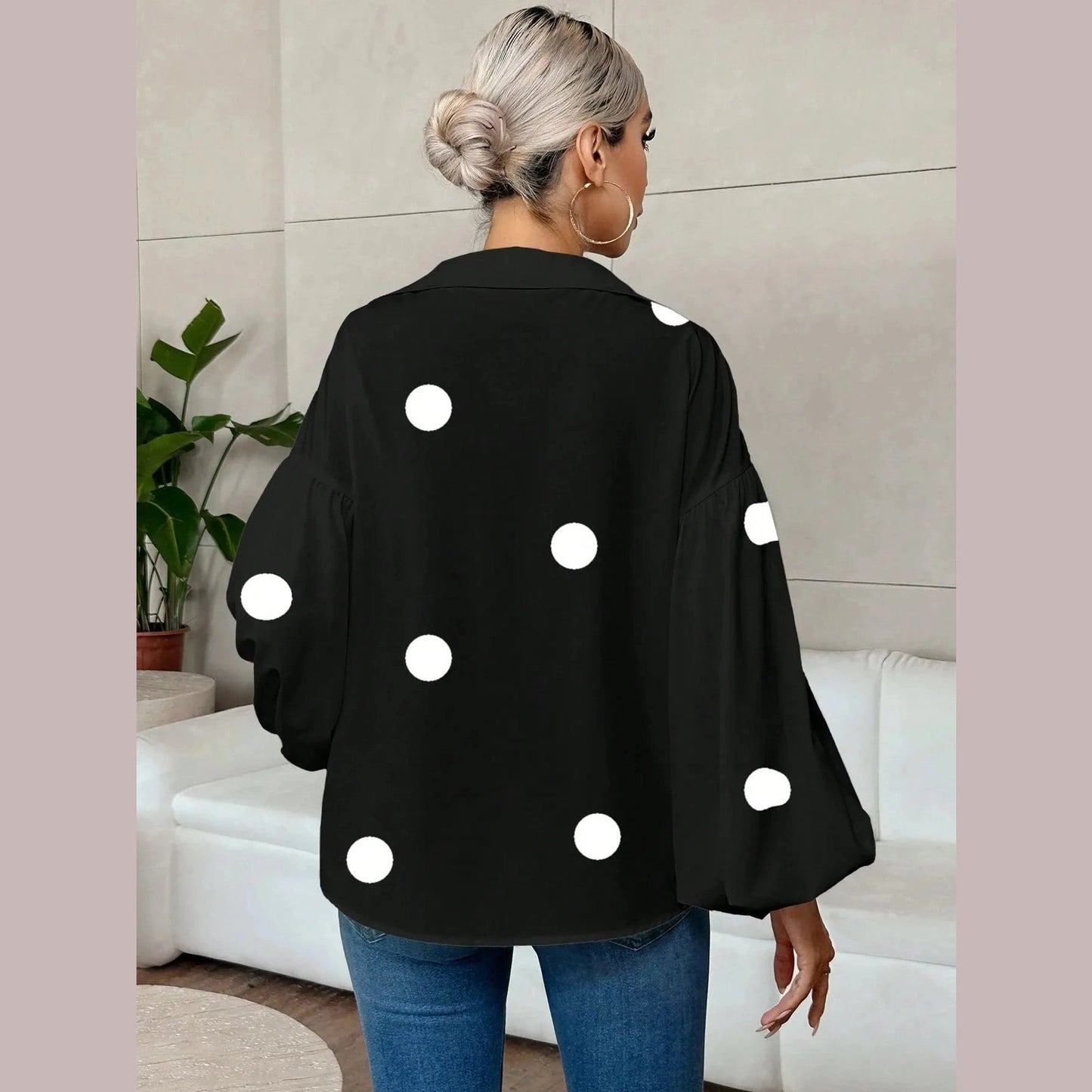 Bella Rae Black Long Sleeve Bubble Blouse