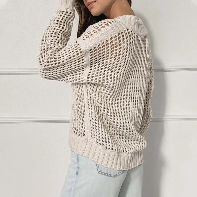 Bethani Open Weave Zip Pullover Sweater