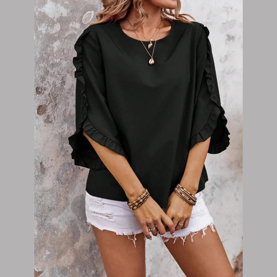 Manda Three-quarter Butterfly Sleeve Top - 5 Colors