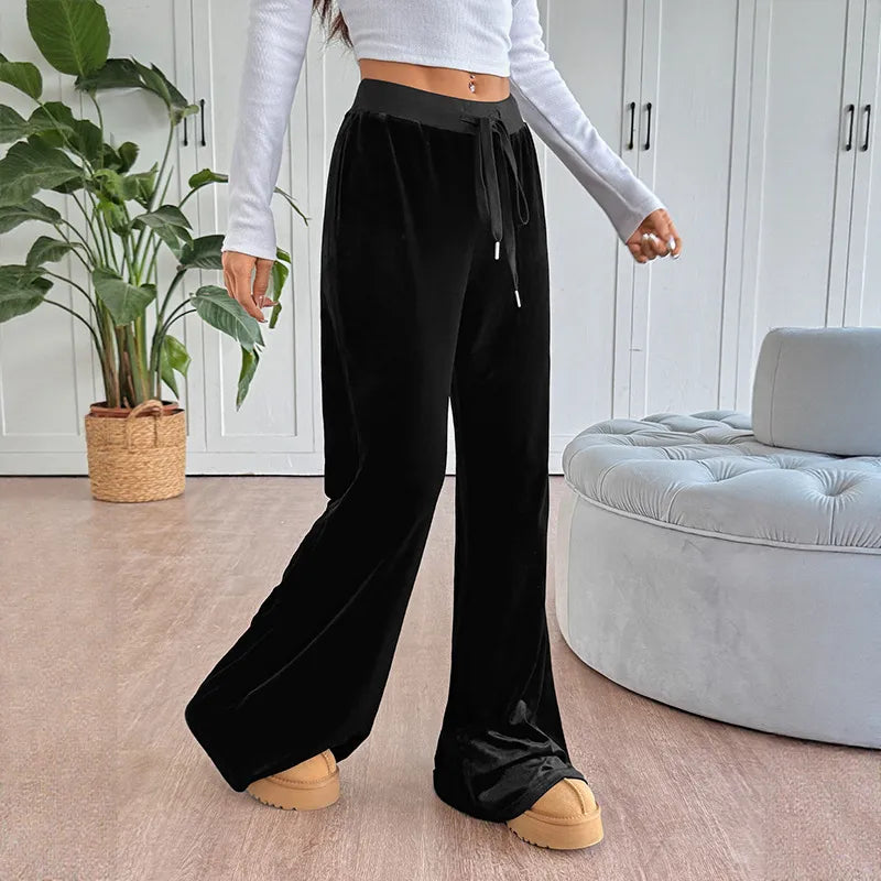 Blythe Black Velvet Flared Pants