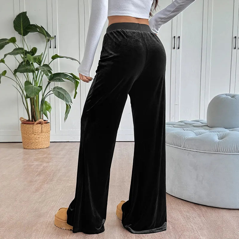 Blythe Black Velvet Flared Pants