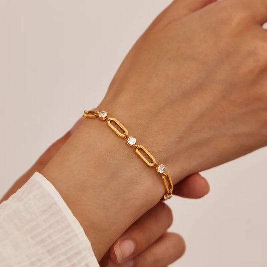 Golden Chainlink Cubic Zircon Bracelet