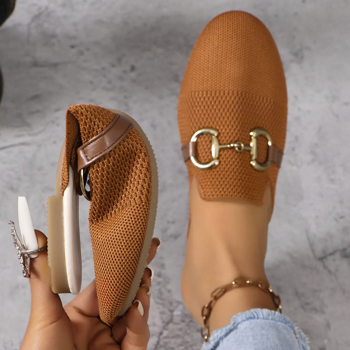Buckle Decor Breathable Knit Mules - 3 Colors
