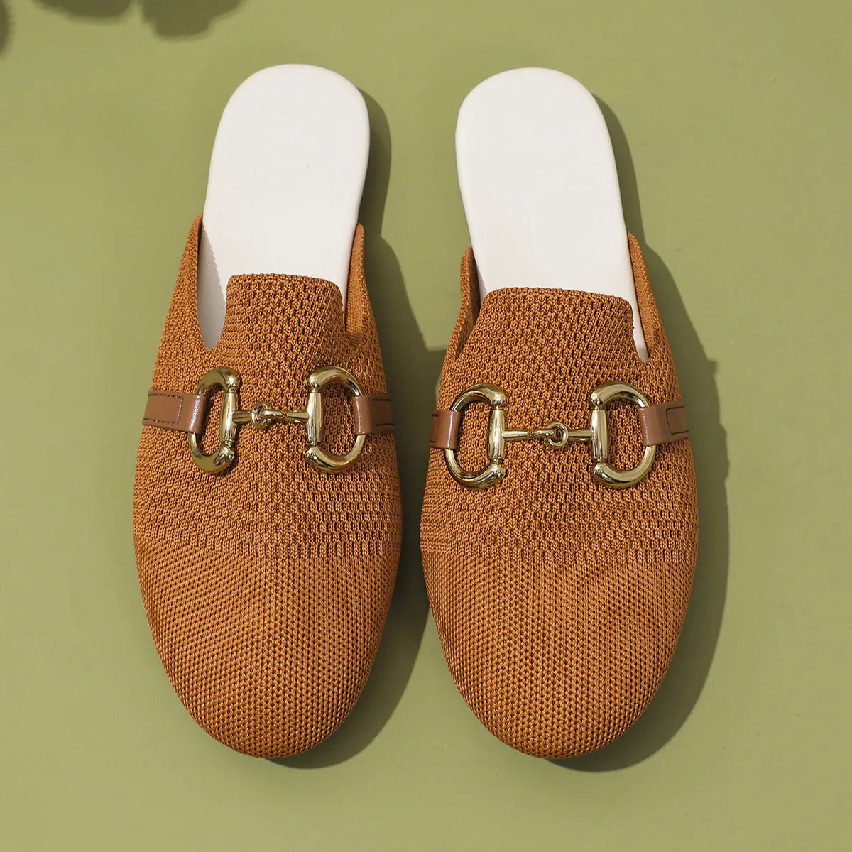 Buckle Decor Breathable Knit Mules - 3 Colors