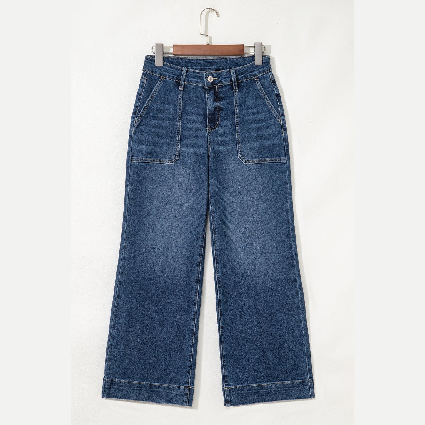 Candie Blue Cropped High Rise Wide Leg Jeans