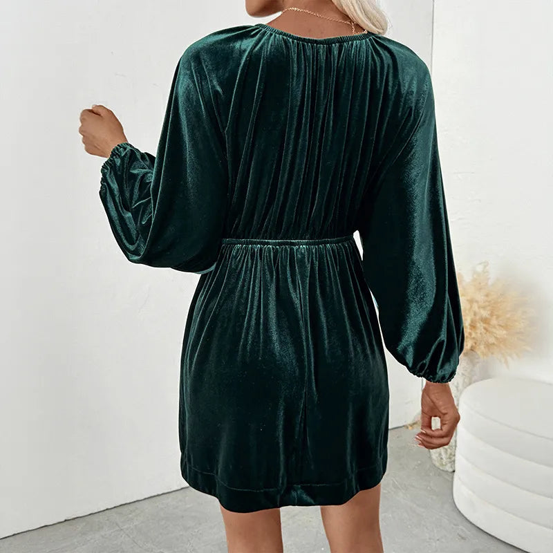 Catrin 3/4 Sleeve Velvet Mini Dress