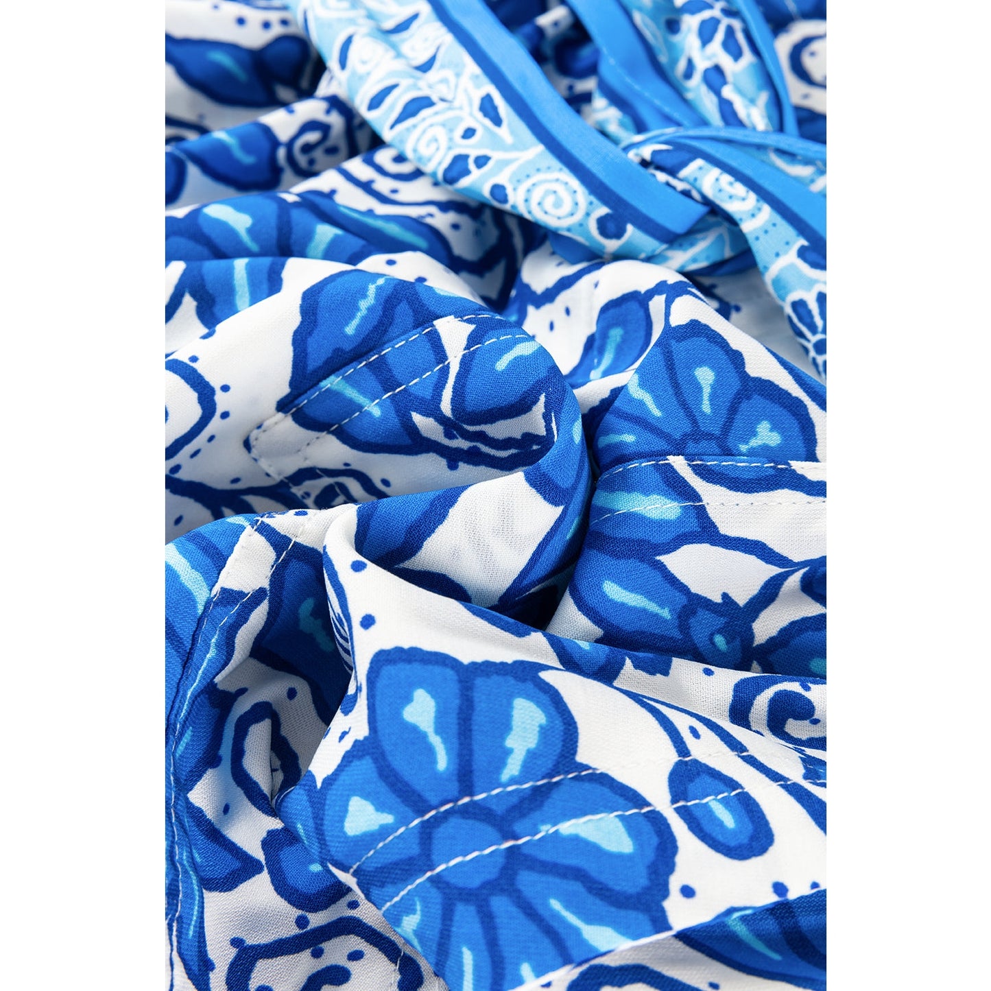 REDUCED!!! Chanin Blue Floral Print Pocketed Front Knot High Waist Casual Shorts REDUCED!!!