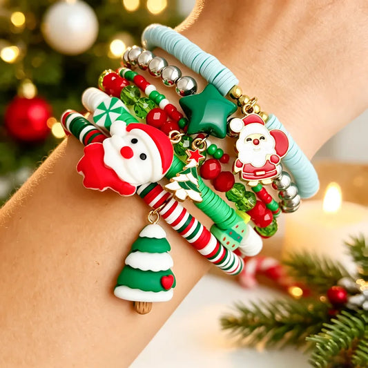 Merry & Bright Charm Clay Bracelet Stack