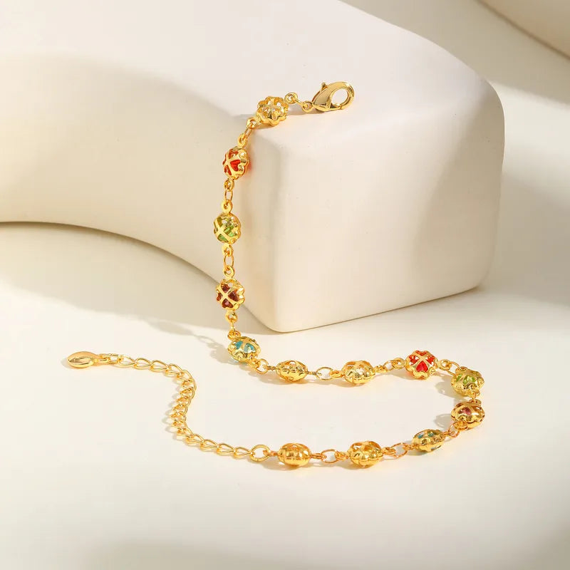 Multicolor Clover 18K Gold Plated Bracelet