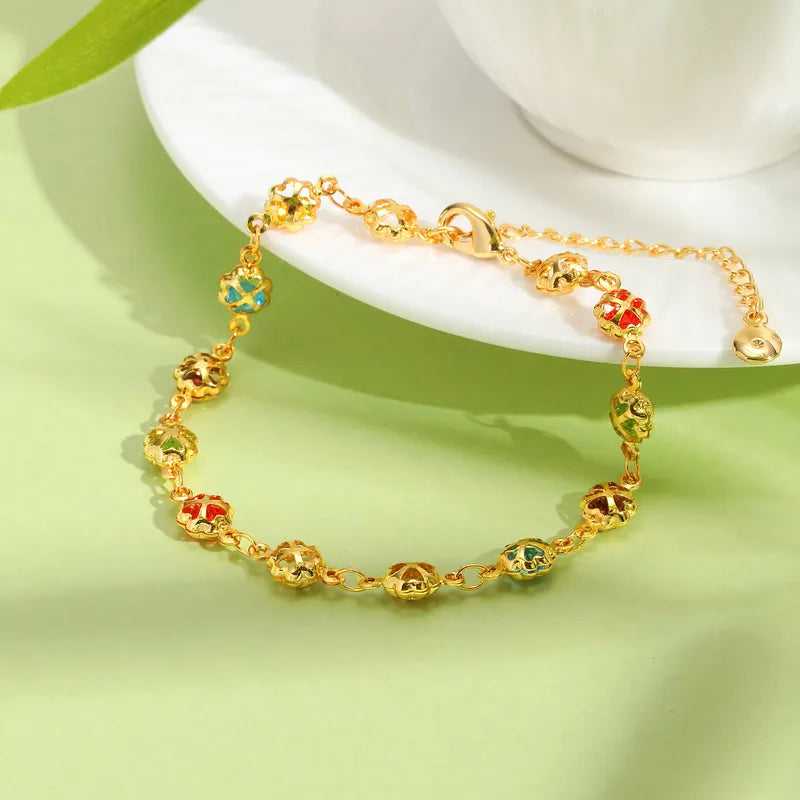 Multicolor Clover 18K Gold Plated Bracelet
