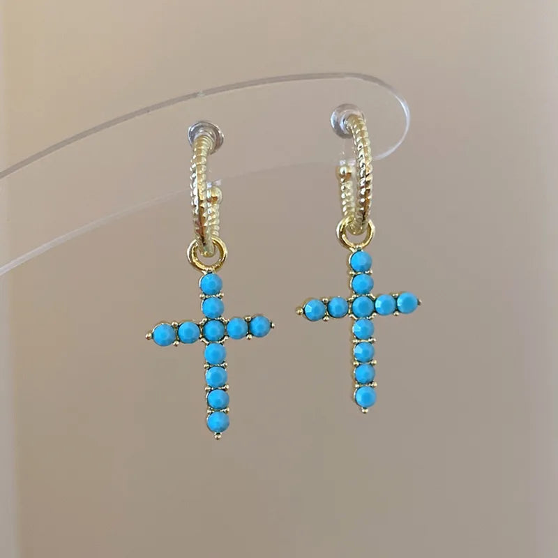Turquoise Cross Earrings
