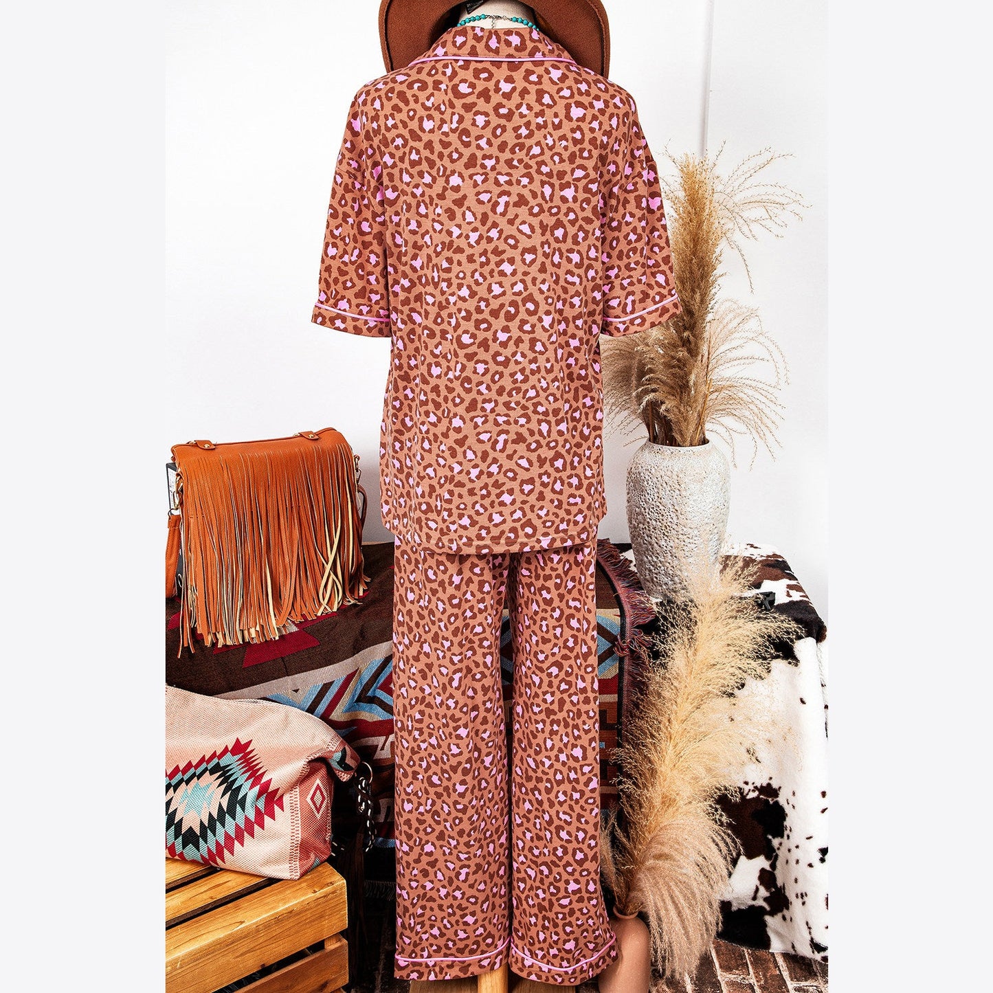 REDUCED!!! Drusilla Leopard Print Short Sleeve Shirt and Pants Pajamas Set REDUCED!!!