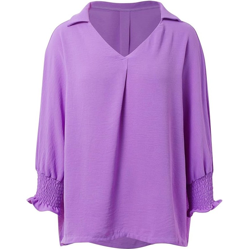 Doris Lilac V Lapel Long Sleeve Blouse