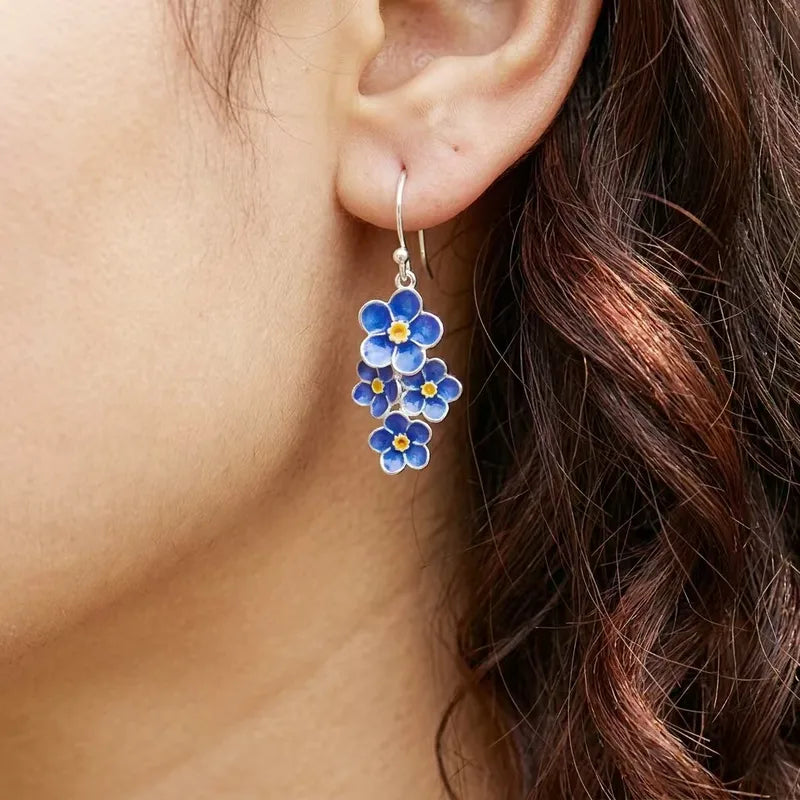 Forget-Me-Not Cluster Drop Earrings