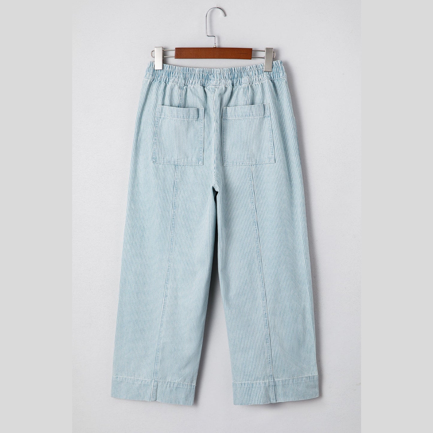 Dulcie Sky Blue Stripe Mid Rise Drawstring Waist Jeans