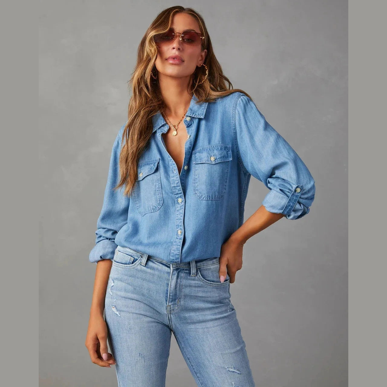 Fia Loose Button Up Denim Shirt