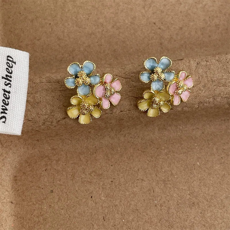 Flower Cluster Stud Earrings
